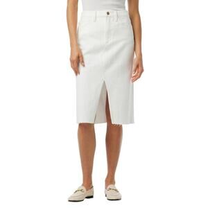 Joe’s Jeans Joplin White Denim Midi Skirt High Waist Raw Hem Slit NWT